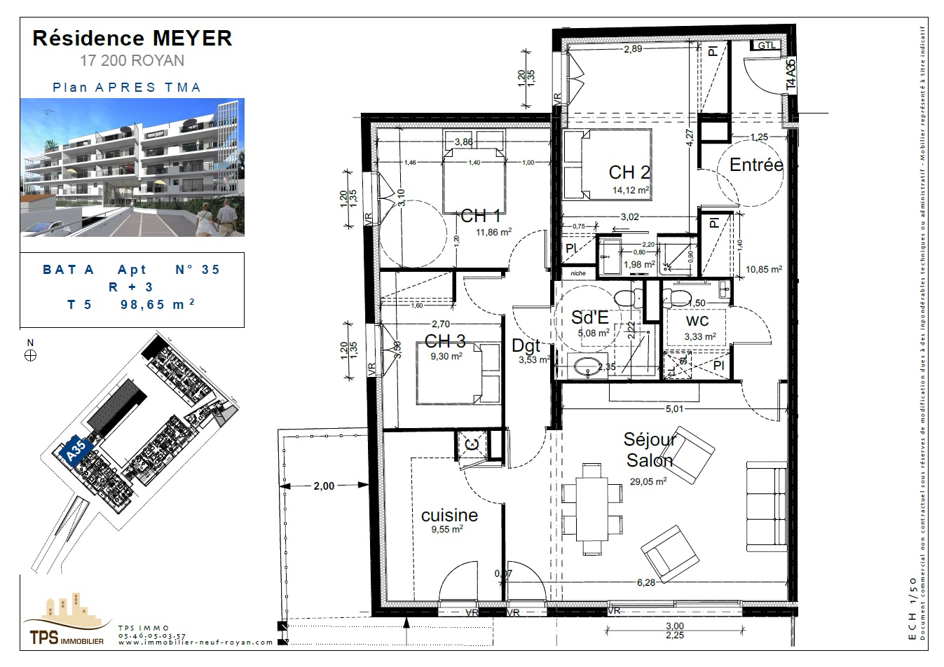 T5 de 98 m² avec grand balcon