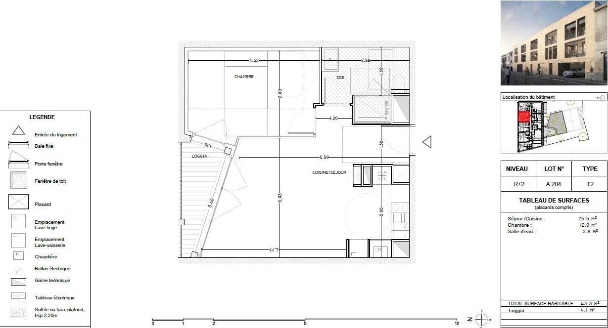 Appartement Neuf à Bordeaux - Plan d'un 2 pièces