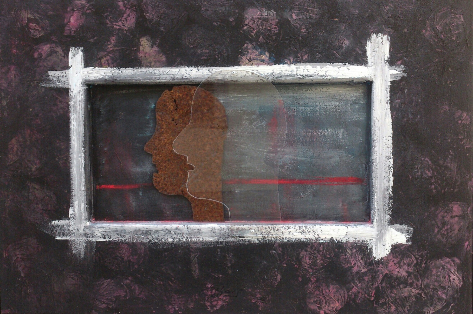 "Grauzone" Acryl/Plexiglas/Blech auf Holz und Leinwand  70x100cm