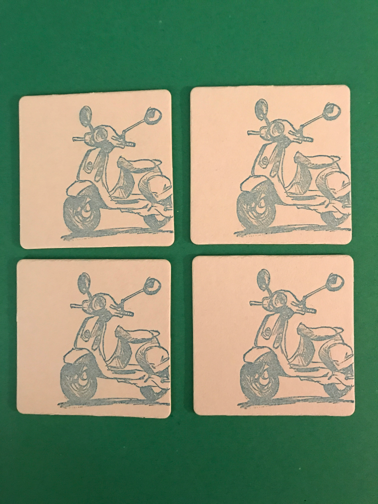 Vintage Vespa Letterpress Coaster Set