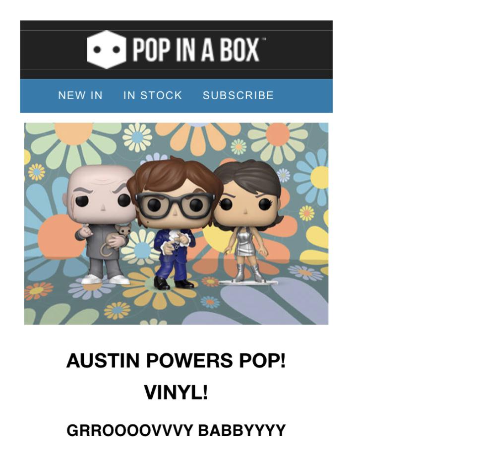 Pop in a box Pre-Order Austin Powers Pop! Vinyl!