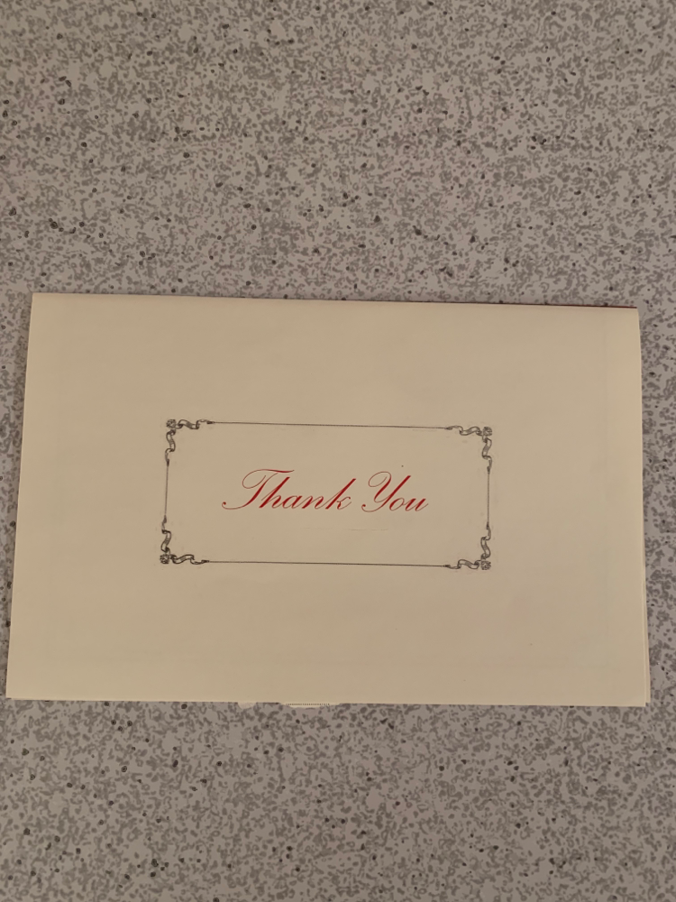 Thank you note from Amora coffee