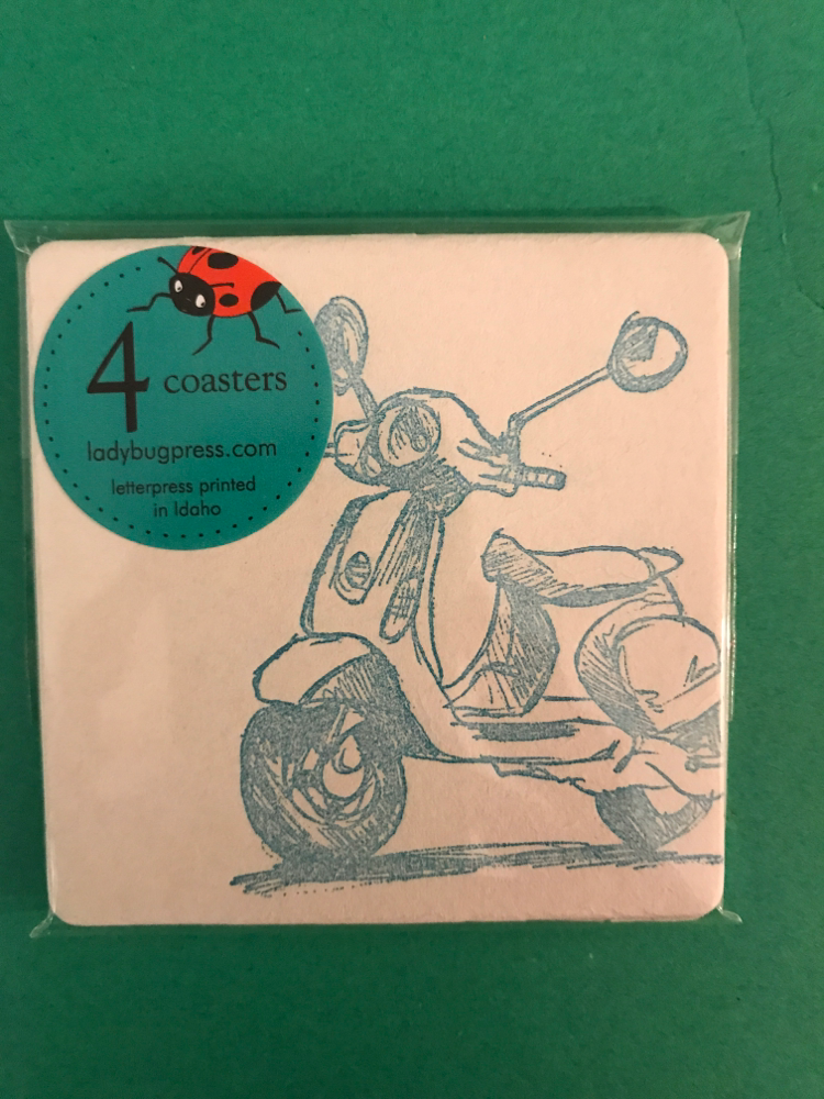 Vintage Vespa Letterpress Coaster Set
