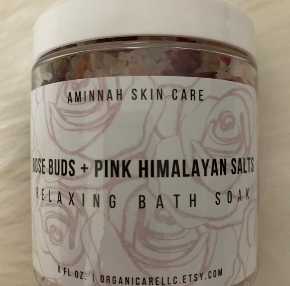 Aminnah skin care rose buds + pink Himalayan salts