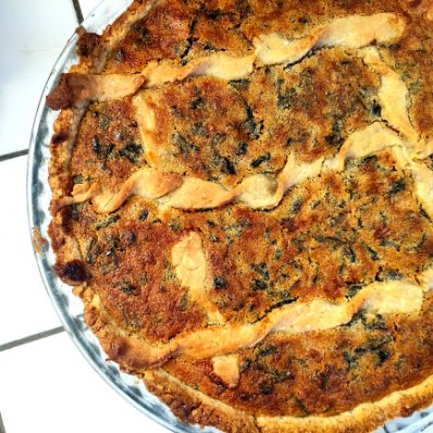 tarte sucrée plantain/miel/noix