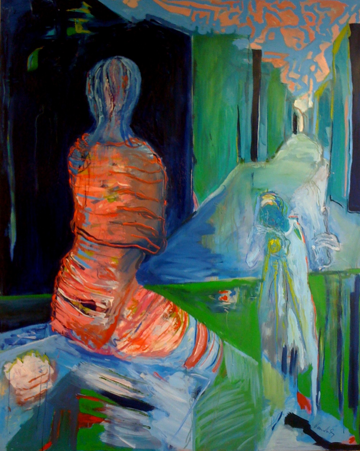 Daphne and the photographer, oil canvas 200 x 250 cm