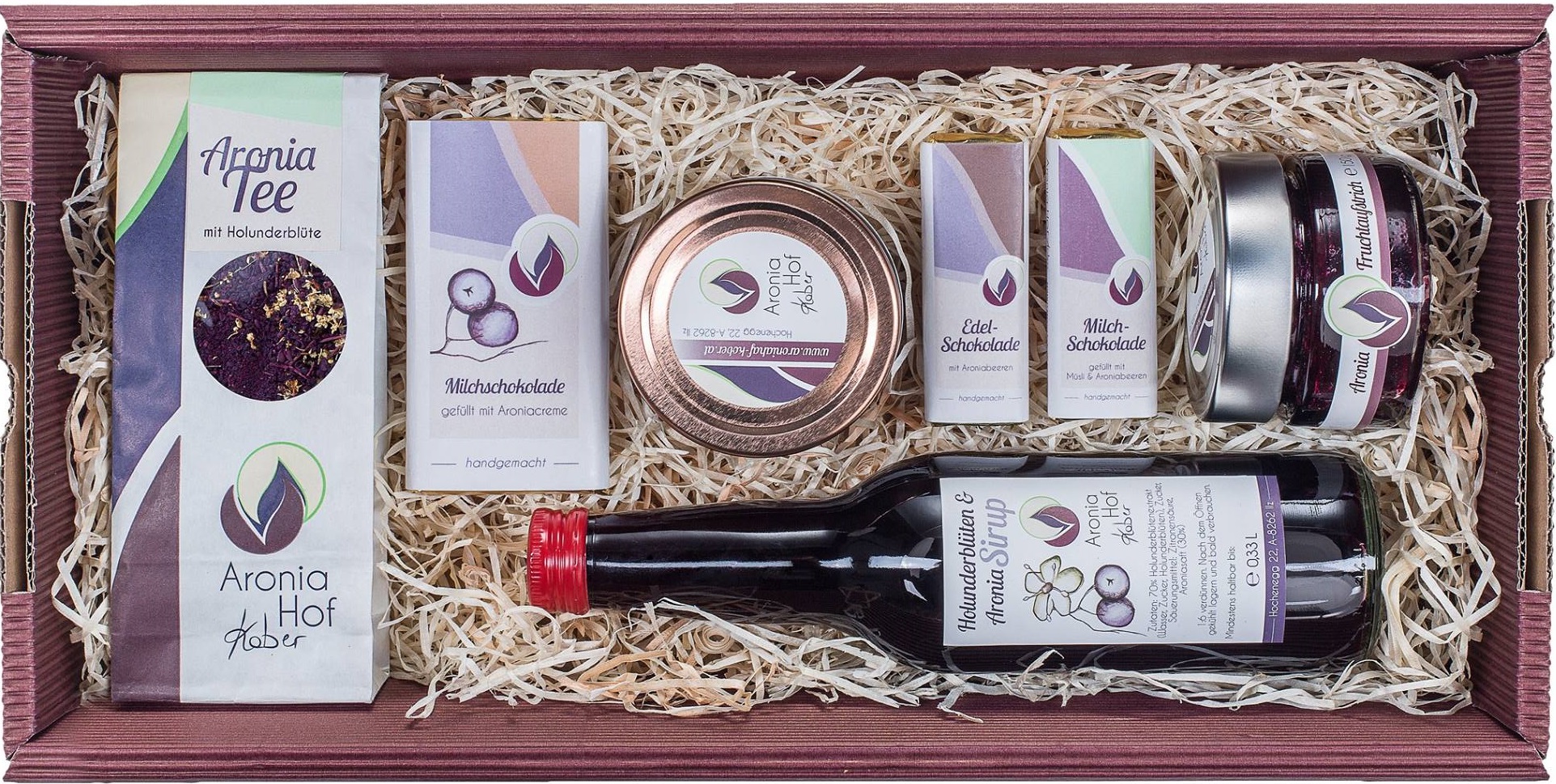 Dies ist ein Aronia Genuss Geschenkpaket vom Aroniahof Kober.