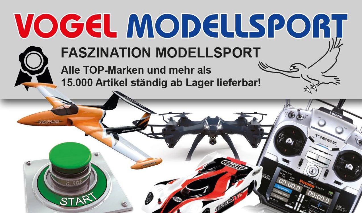 Vogel Modellsport (Vogel Modellsport GmbH) ist ein Fachhändler für RC-Modellbau, der ein umfassendes Sortiment für Luft-, Land- und Wassermodellbau anbietet.