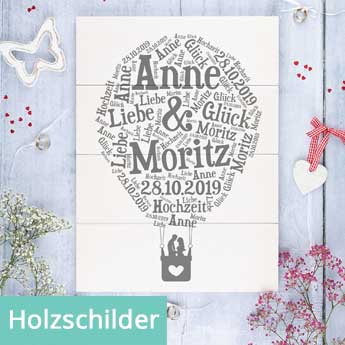 Personalisierte Hochzeitsgeschenke: Holzschilder von herzensprojekt.de