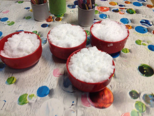The children made their own snow at Custom Kids Science Club.