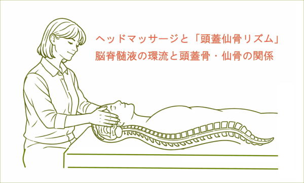 イメージ画像｜ヘッドマッサージと「頭蓋仙骨リズム」脳脊髄液の環流と頭蓋骨・仙骨の関係