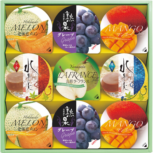 初盆 ギフト フルーツゼリー＆水羊羹ギフト　1,080円