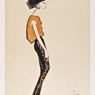 Blusa y pantalón, ca. 1965. Dibujo: M. Scarxell 