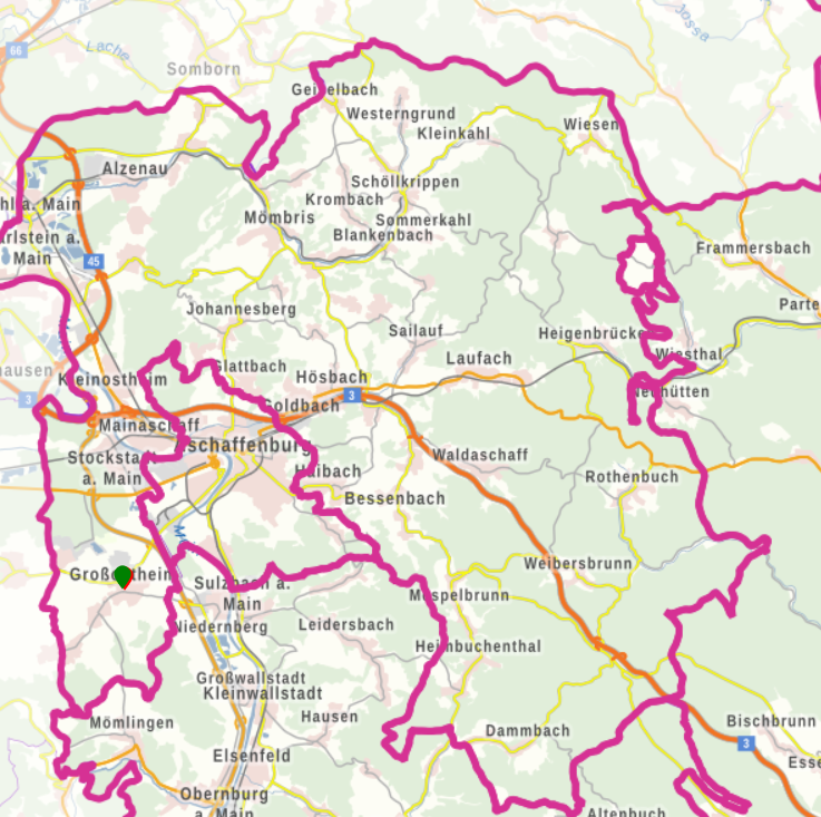 Abb. Geografische Verteilung der Erdställe im Landkreis Aschaffenburg