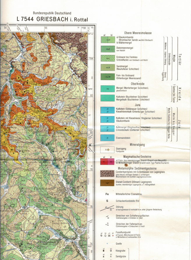 Quelle: Ausschnitt aus Geologische Karte von Bayern Blatt L 7544 Griesbach im Rottal