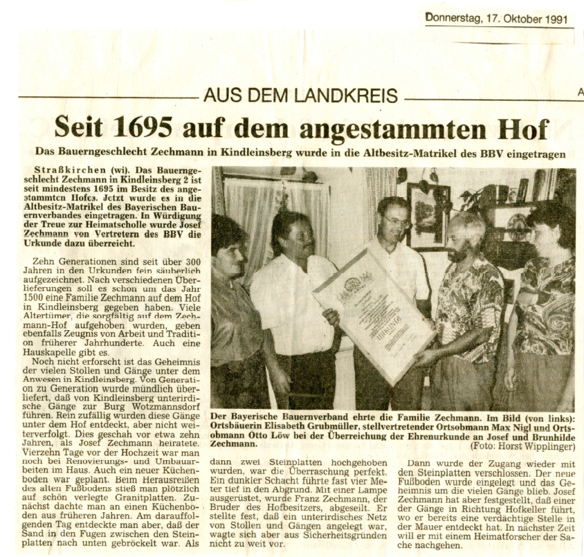 PNP, Seit 1695 auf dem angestammten Hof. 17.10.1991