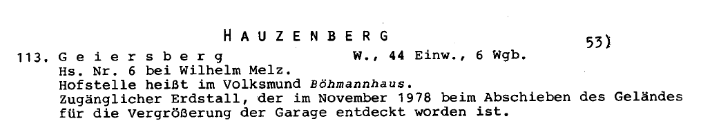 Quelle: Der Erdstall, Heft 7/S. 104, Manfred Stolper 1981