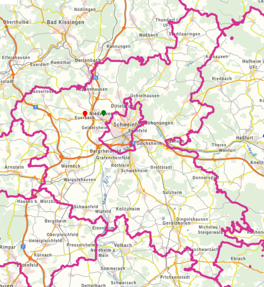 Abb. Geografische Verteilung der Erdställe im Landkreis Schweinfurt