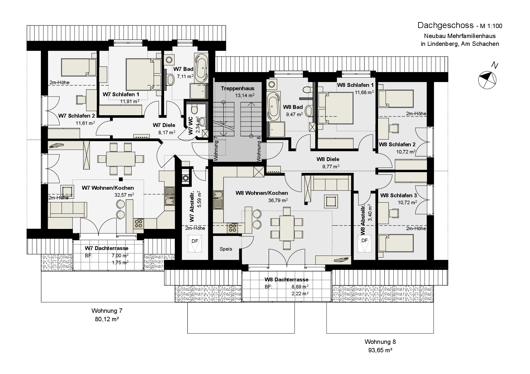 Grundriss, Dachgeschoss, Mehrfamilienhaus in Lindenberg