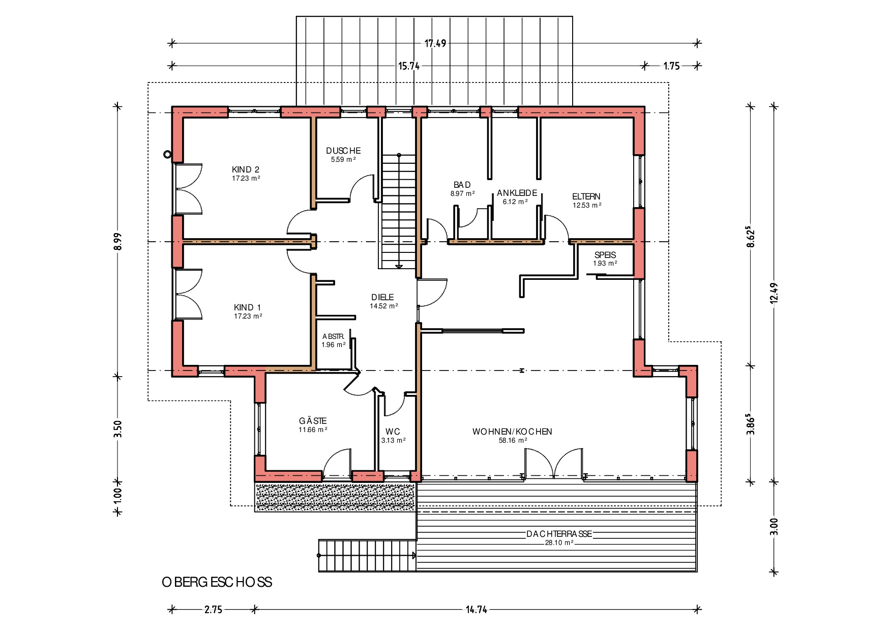 Grundriss, Obergeschoss, Neubau Wohn- und Geschäftshaus in Heimenkirch