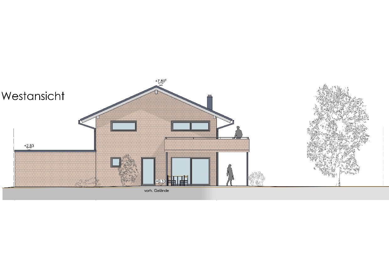 Visualisierung, Einfamilienhaus in Oberstaufen, Westansicht