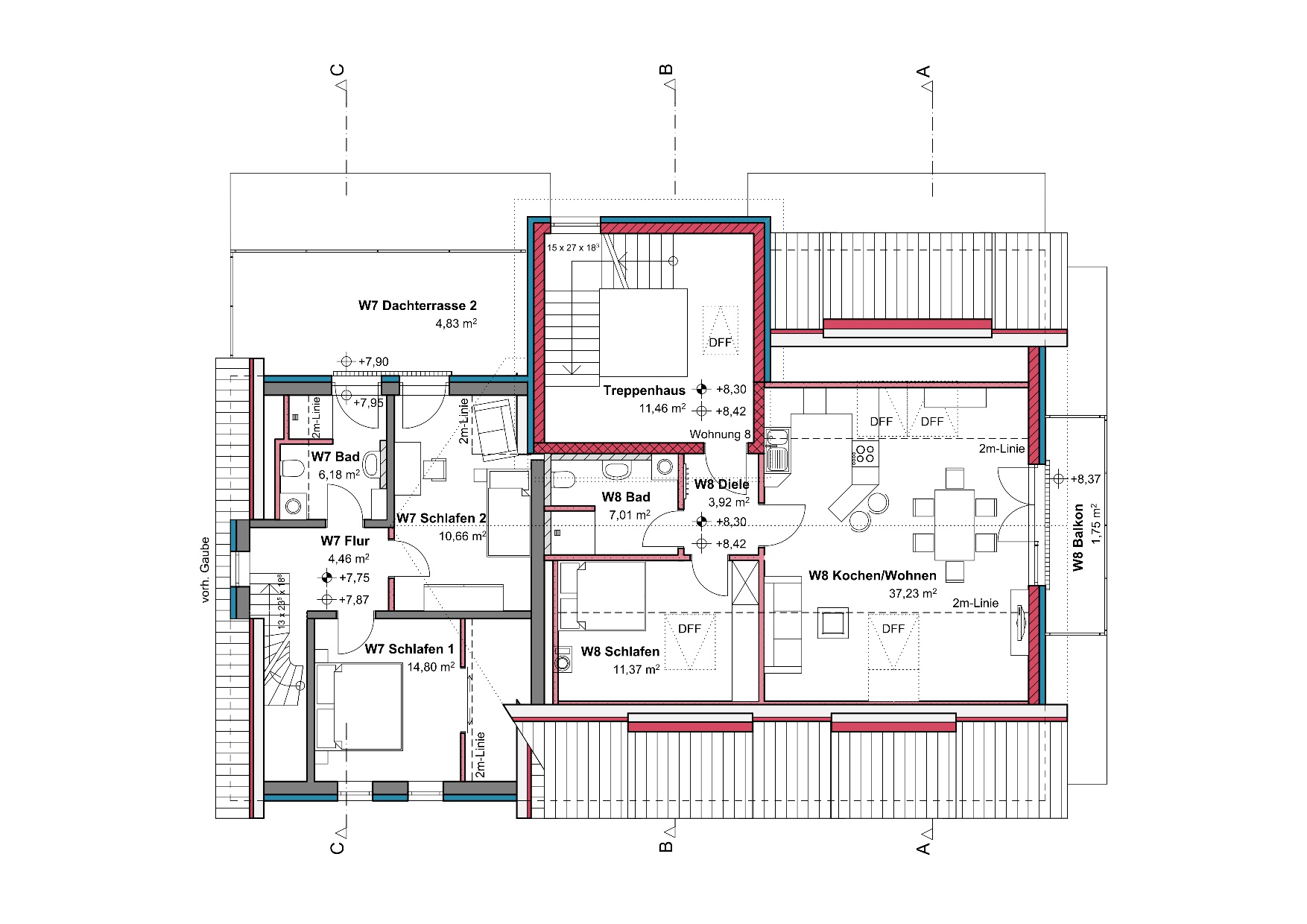 Grundriss, Dachgeschoss, Mehrfamilienhaus in Winnenden