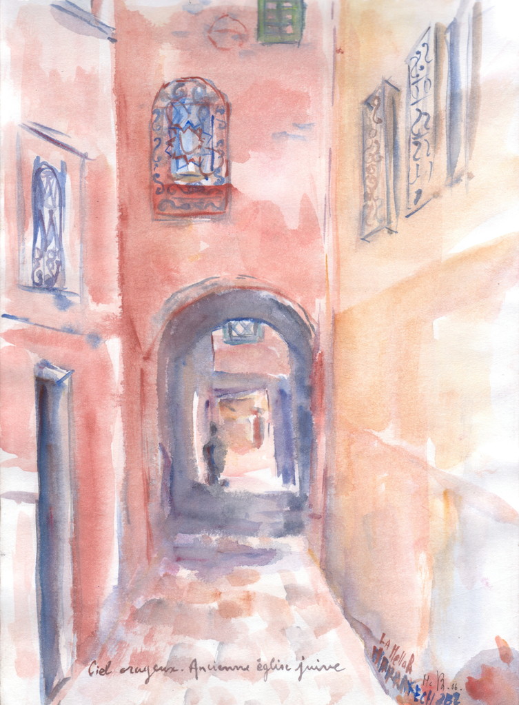 Marrakech, étude à l'aquarelle