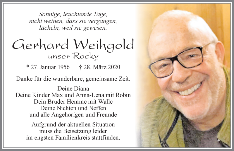 Nachruf - Gerhard Weihgold