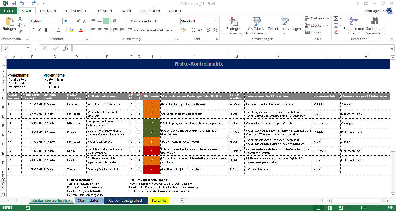 Excel Risikomatrix