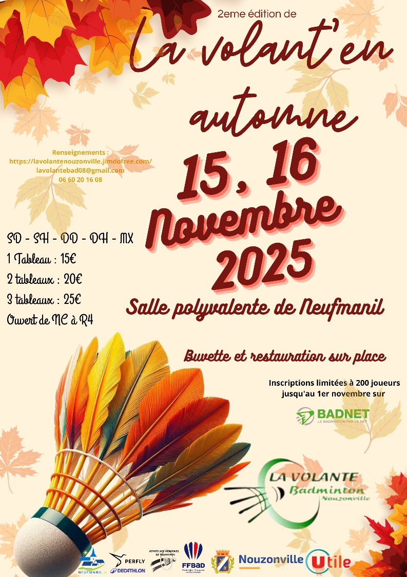2eme édition du tournoi La volant'en Automne