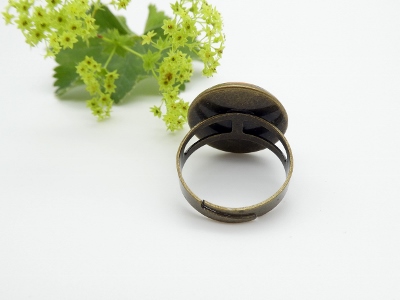 Ring mit buntem Holzcabochon