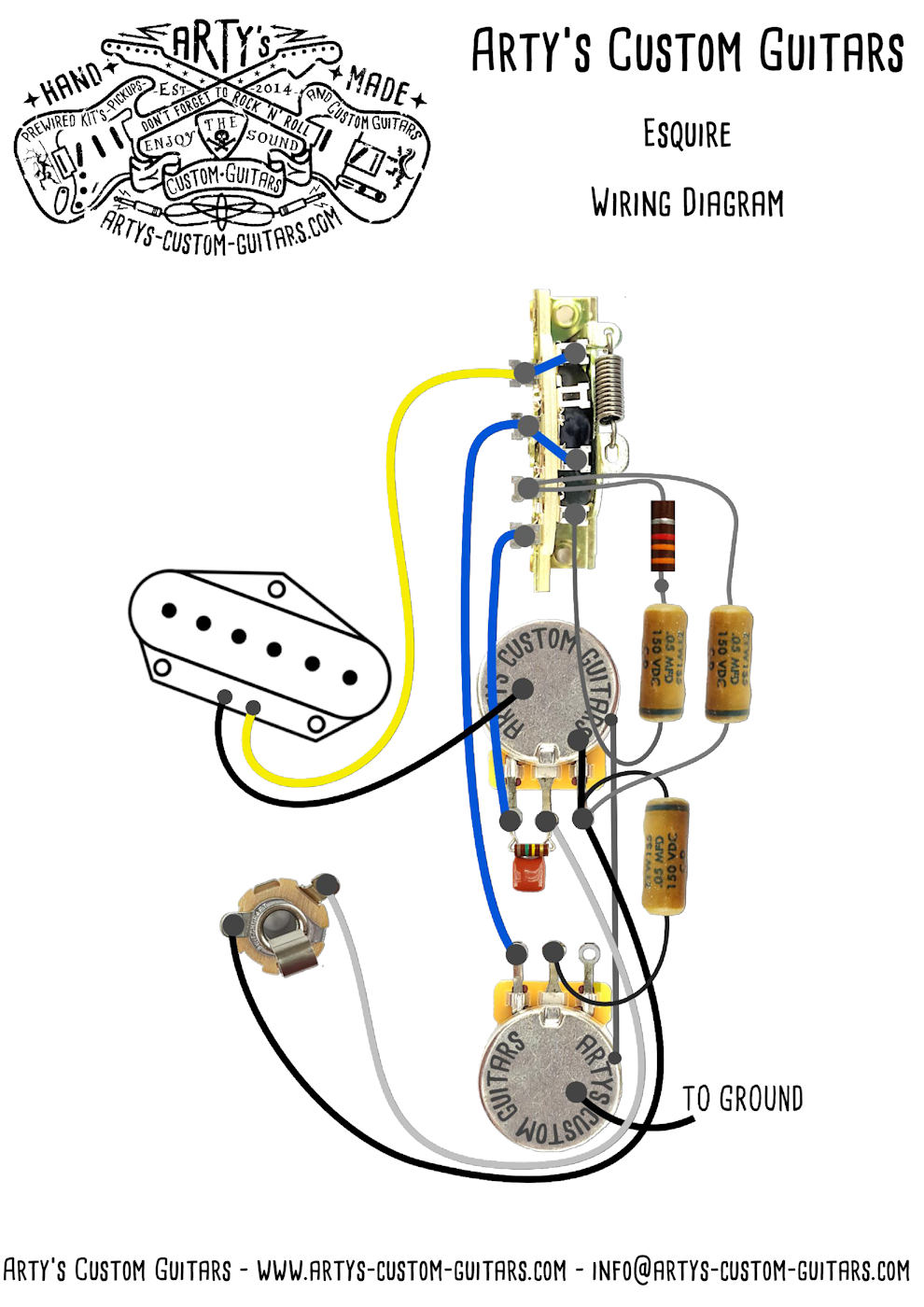 WIRING HARNESS ESQUIRE Tele Arty's Custom Guitars