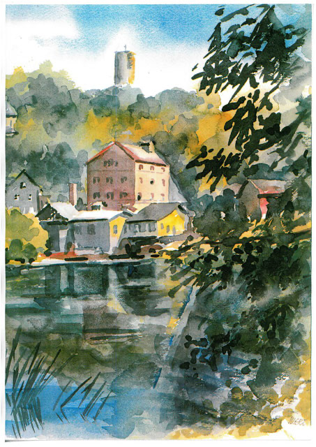 Die Kirchhofsmühle am Mühlberg - Aquarell Rolf Illert