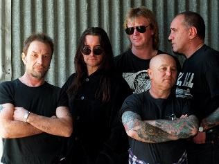 pictured with singer Angry Anderson (front) and (from left) Ian Rilen, Mick Cocks, Paul Demarco and Peter Wells, Picture: Milan Scepanovic  Source: The Daily Telegraph