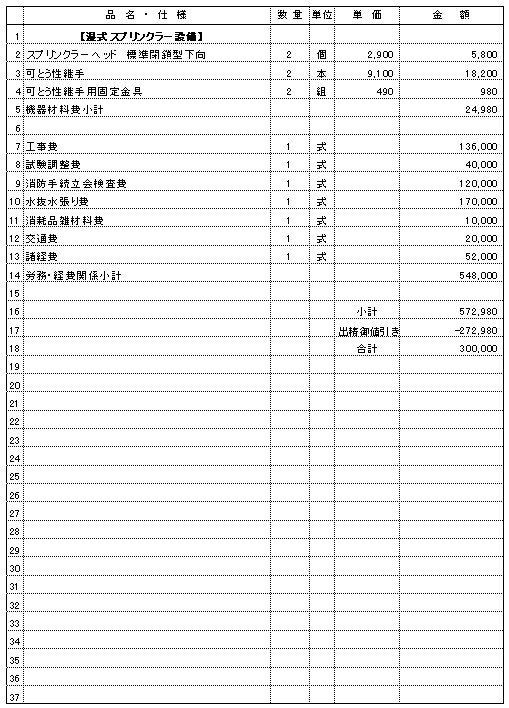 206　総合病院　新潟市秋葉区　スプリンクラーヘッド増設　¥300,000