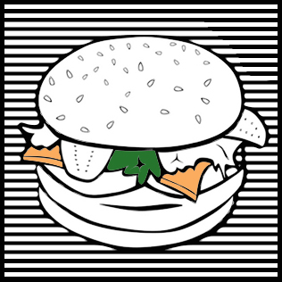 burger_01, 2013, Acryl auf Leinwand, Unikat, 120 x 120 cm