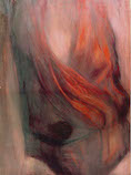 Frau in rotem Kleid, 2005/16, Öl auf Holz, 40 x 30 cm