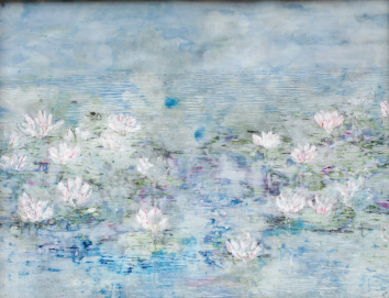 ZWISCHEN HIMMEL UND SEE 2  Paraffin auf Nessel  42 x 30 cm