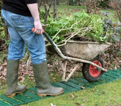 Roll out track over lawns and garden