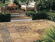 paving and pebbles patio