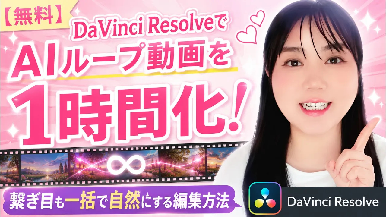 AIループ動画を1時間化する方法｜無料のDaVinci Resolveでつなぎ目も自然に編集