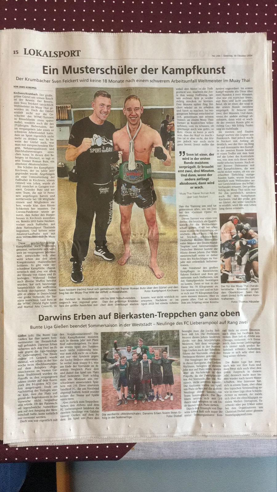 Sven Feickert krönte 2024 mit dem WM Titel der WFMC, in der Gewichtsklasse bis 70 Kg
