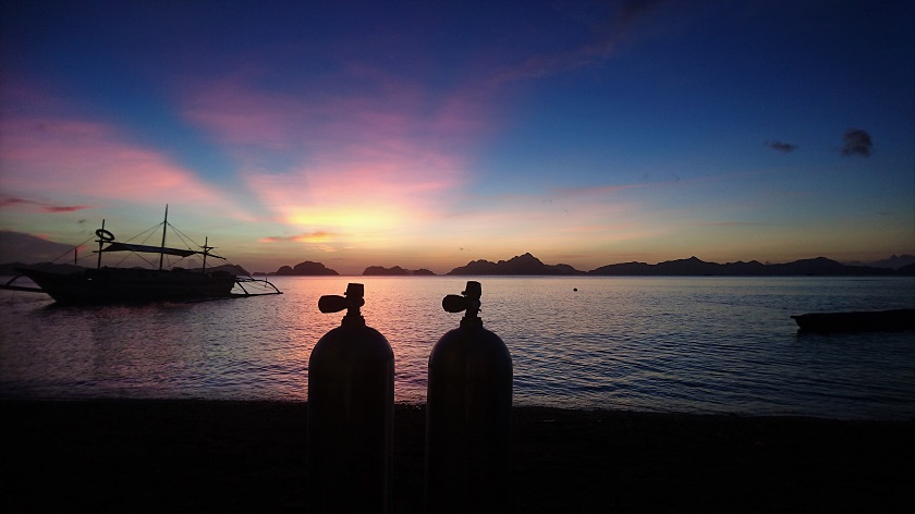 Sunset at the dive shop