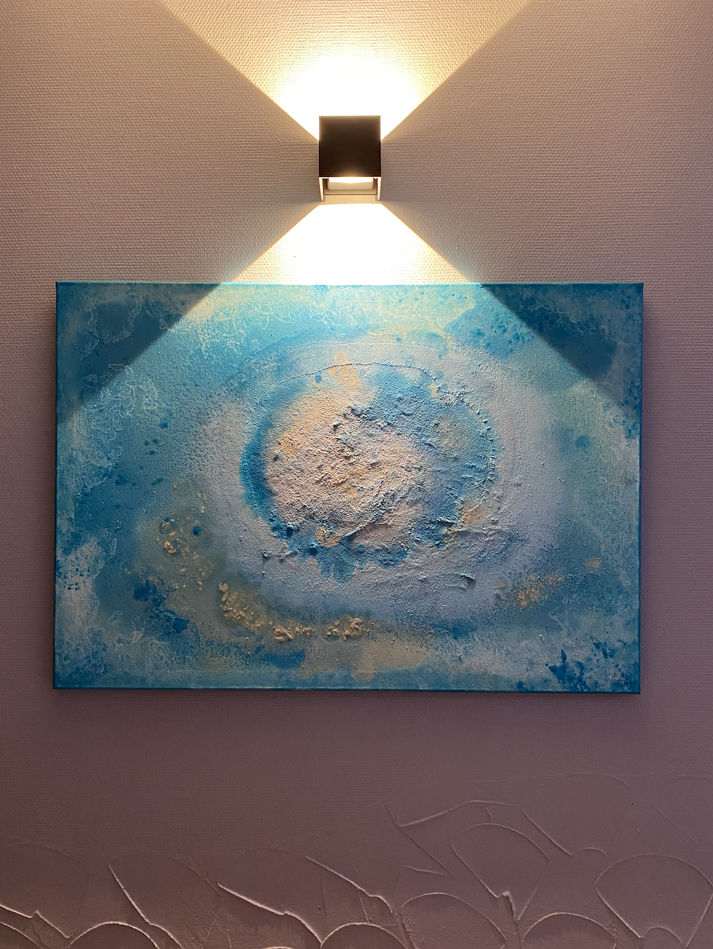 Acryl auf Leinwand mit Blau und hellen Farben