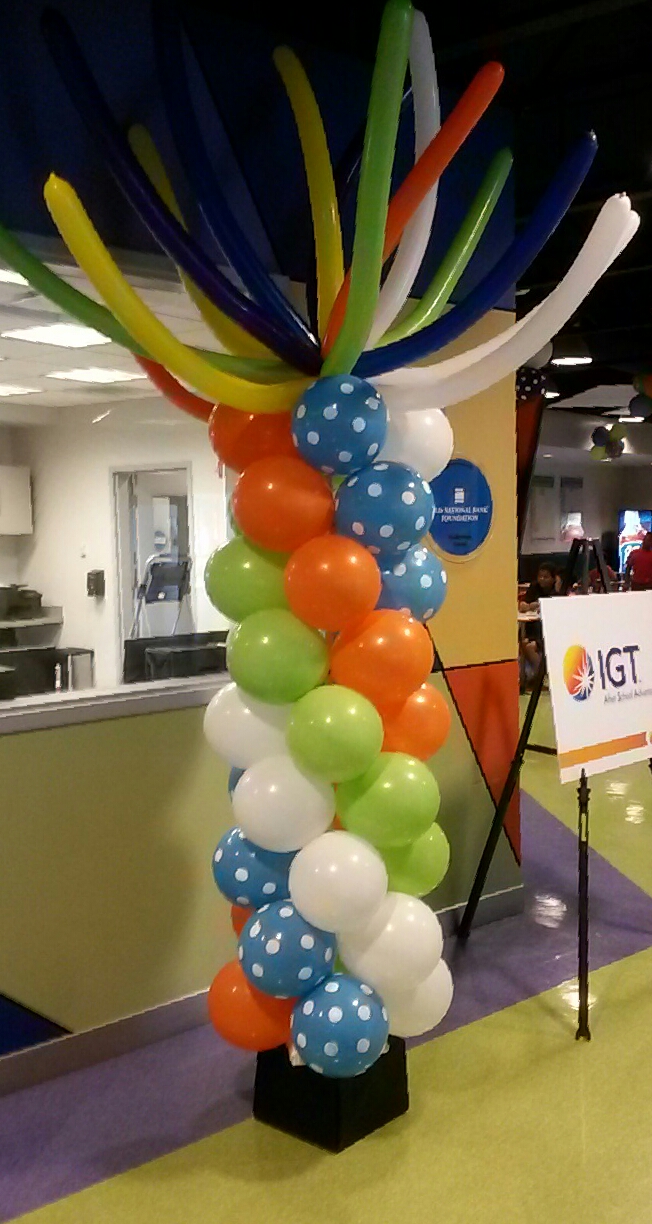Blue Orange Lime Green Air-Filled Balloon Column Spaghetti Topper