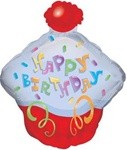 Small Foil Balloon Happy Birthday Cupcake