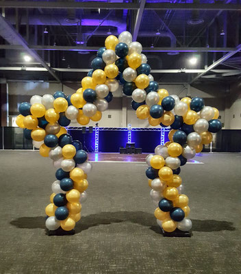 Air-Filled Balloon Star Arch - Gold Navy White