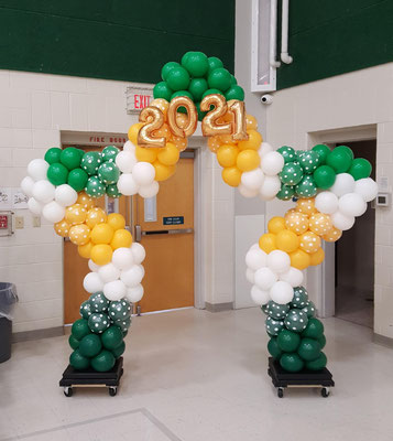 Air-Filled Balloon Star Arch - Green Yellow White