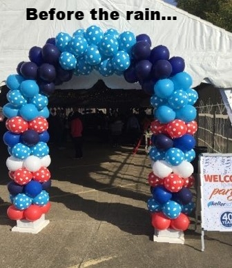 Air-Filled Balloon Arch Red White Blue Polka Dot