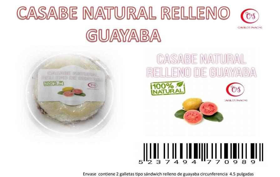 Casabe o pan de yuca, natural relleno de mermelada de guayaba